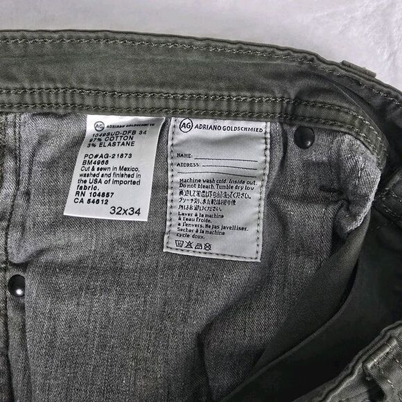 AG Adriano Goldschmied The Protégé Straight Leg Jeans Men’s 32x34 Army Green - Picture 5 of 8